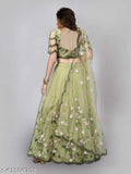 Embroidered unstitched silk choli & net dupatta set, Indian women's semi-stitched lehenga topwear & bottomwear