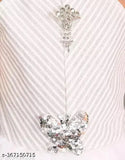 Designer white frock with lace detailing, fitted silhouette, and cap sleeves