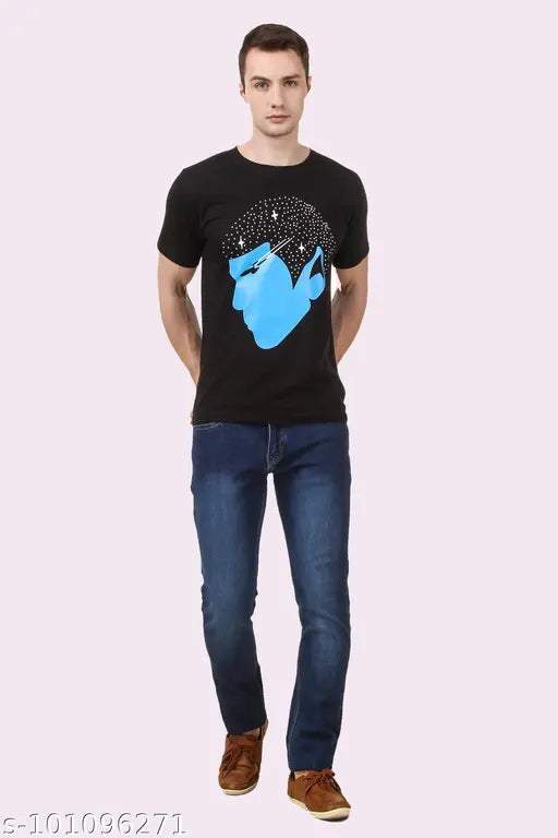 Cotton short sleeve men's t-shirt, standard fit in various sizes, made in India
