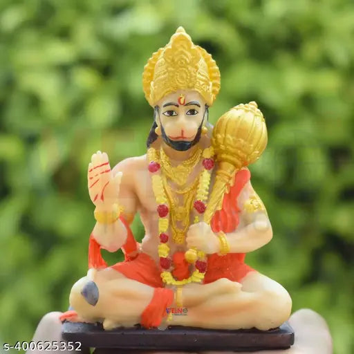 Hanuman ji Murti: Compact religious idol for car dashboard, mandir, table or desk (Indian origin)