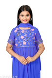 Georgette embroidered kurta set with dupatta, handwork front cut design, 4-13 years, India