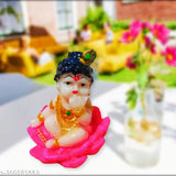 High-quality polyresin Krishna idol, 5 cm tall, ideal for car dashboard or home decor, Indian artisan crafted, perfect for gifting and home decor