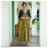 Rayon three-quarter sleeve printed Anarkali kurta for women's festive party wear, trendy stylish beautiful design from India