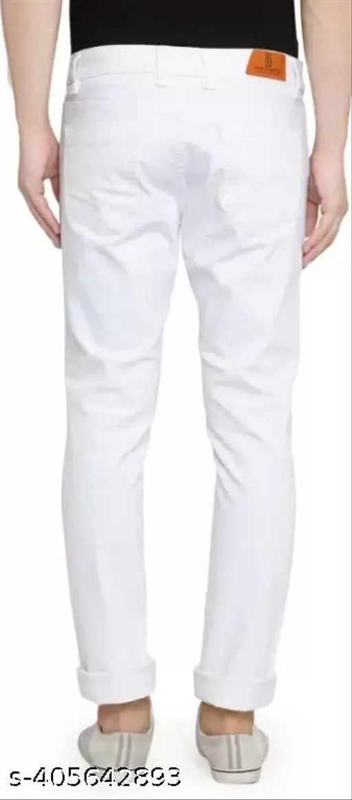 Classic White Denim Jeans - Timeless, Versatile, Perfect Fit for Any Occasion. Premium quality denim, tailored to ensure comfort and freedom of movement. Available in sizes 28, 30, 32, 34, and 36 (waist: 28-36in, length: 40in). Made in India