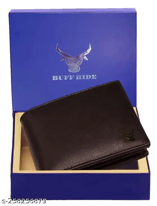 Genuine leather RFID protected men's wallet, textured and functional, free size (11cm x 9cm)