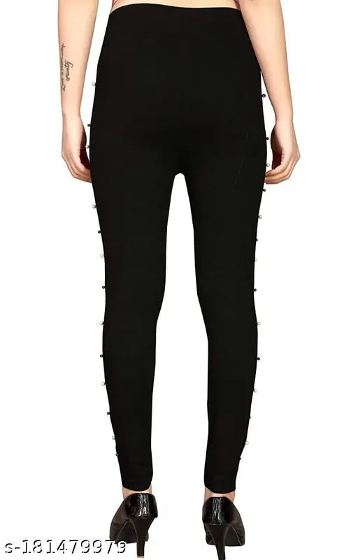 Cotton blend jeggings for women and girls, solid net, versatile activewear for comfort and style