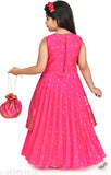 Silk sleeveless gown for beautiful girls, printed net design in various sizes (18-24M, 1-2Y, 2-3Y, 6-7Y), origin India