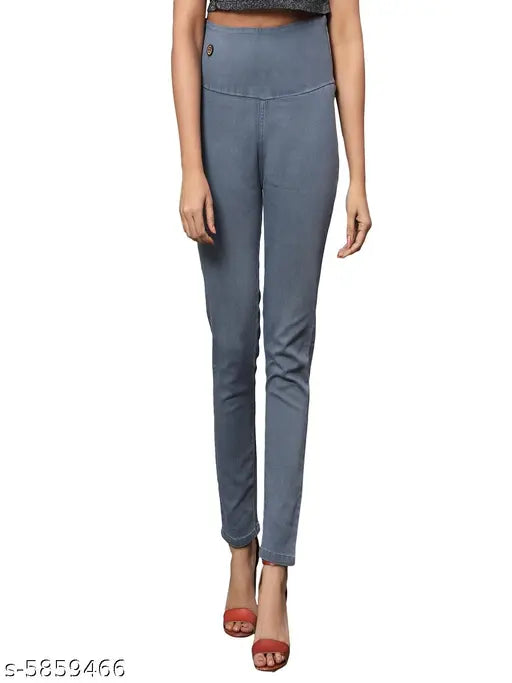 Denim skinny-fit stretchable high waist elastic DxblueGrey jeggings for women - pack of 2, ideal for casual outfits