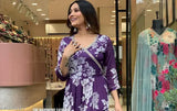 Purple angarakha design kurta for women's party wear