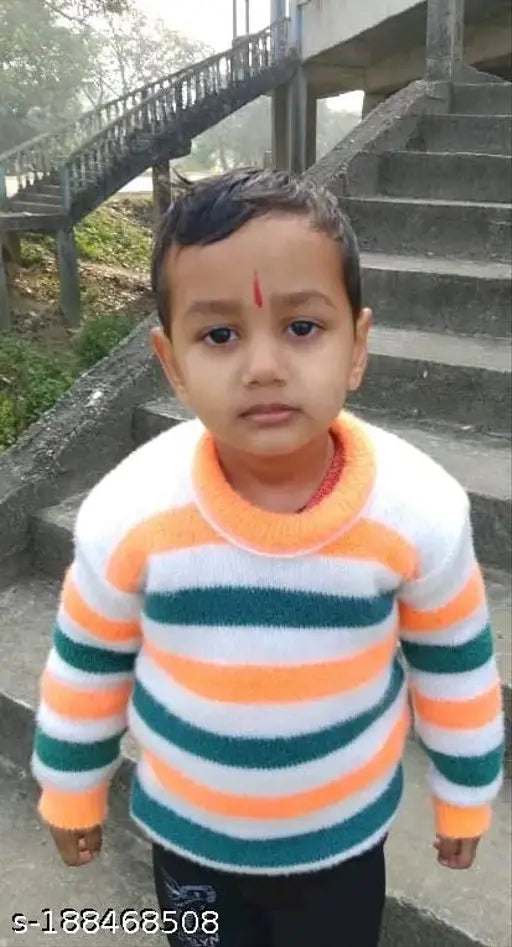 Multicolor stripe wool sweater for toddlers, playful and stylish with long sleeves