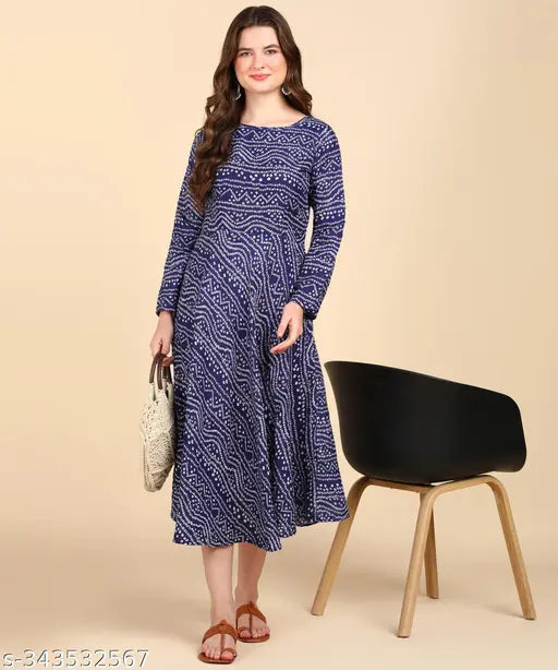 Women's cotton blend printed anarkali kurti