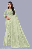 Stunning super net saree with intricate embroidery and sequins, paired with a matching blouse. Indian-origin, free size