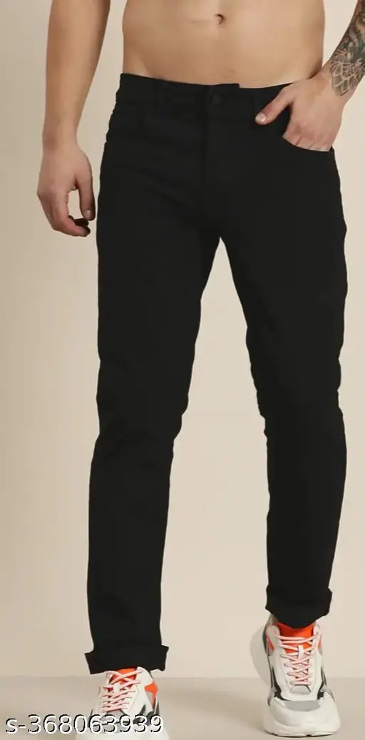 Hopewell black men's jeans cotton dyed/washed, modern fit denim for casual style