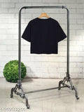 Black cotton oversized regular t-shirt