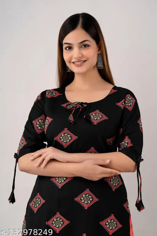 Rayon printed and plazo Women's kurta set, stylish three-quarter sleeves for casual and office wear, featuring floral design from Kapadia's latest collection