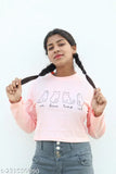 Cotton long-sleeved crop cat print t-shirt, featuring a playful feline design. XS (34in bust, 17in length), India origin