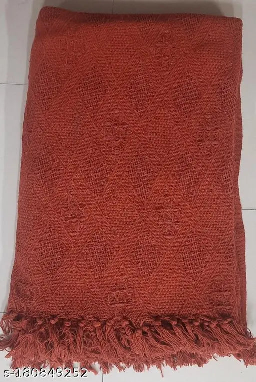 Export quality cotton jacquard, soft plush diamond throw - Indian-made, 60cm x 80cm queen size
