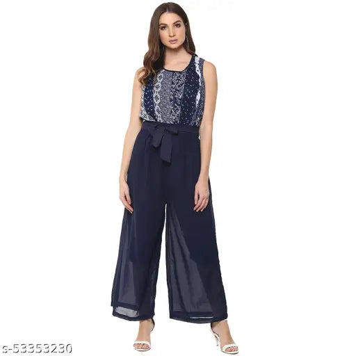 Georgette sleeveless printed net Mayra women's jumpsuit, vibrant colors on a fashionable figure