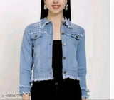 Denim jacket with ruffle sleeves and distressed wash, kids' fashionable style