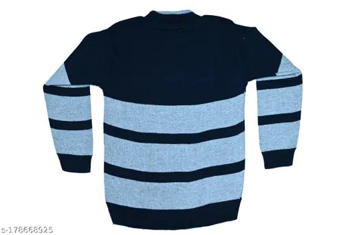 Boys grey striped woolen sweater set with pajama, premium quality daffodil wool, round neck, full sleeve, machine washable