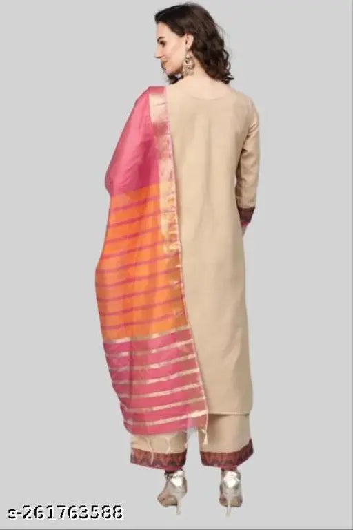 Charvi alluring women's cotton kurti set with palazzo, three-quarter sleeves [kurta set for woman, anarkali kurti, dupatta sets]