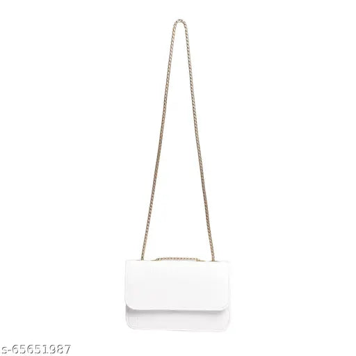 White slingbag for women with large strap and zip closure, suitable for college students and formal wear