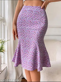 Purple pencil print bodycone skirt