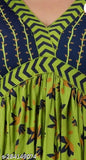 Rayon green middi gown/kurti for women/girls, three-quarter sleeves, printed rayon. Classic and trendy women's kurti set for weddings and occasions from India