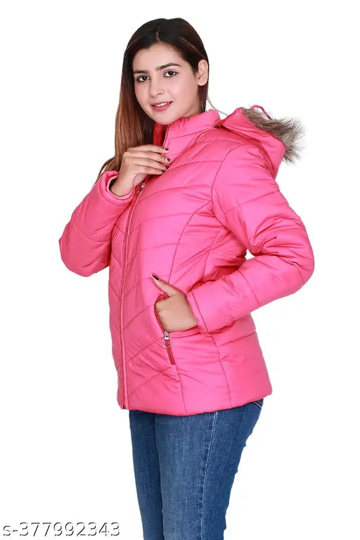 Quilted nylon winter jacket by SC Woman, long sleeves, sizes M-XXL, made in India