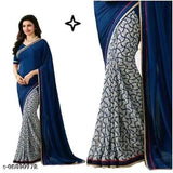 Georgette saree with floral print, daily wear style