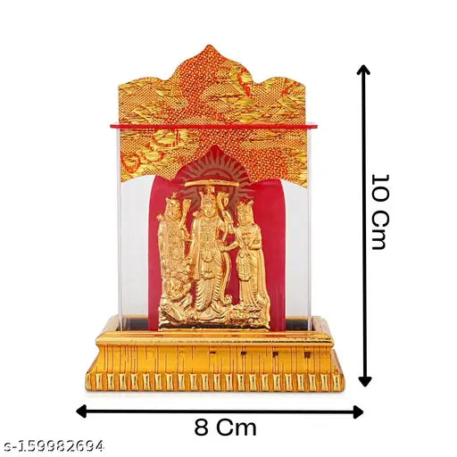 Gold-plated Indian Shree Ram Darbar acrylic frame, religious car dashboard decor for Hindu God Mandir or office table