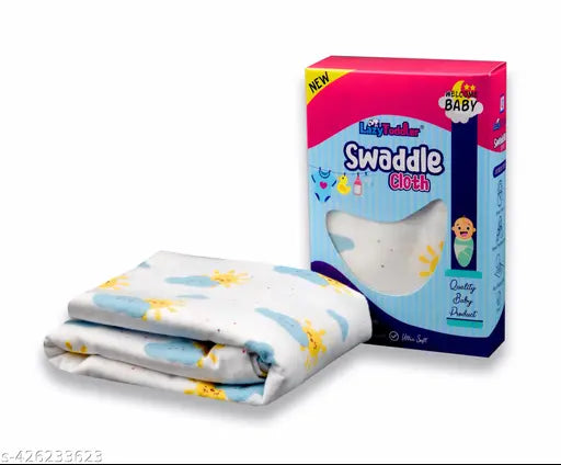 Sun geometric print, extra soft 100cm x 100cm cotton flannel swaddle blanket - ideal for AC rooms & travel