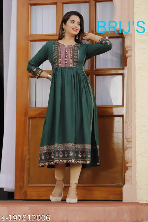 Rayon printed combo three-quarter sleeve Kurta from BRIJS YOK NYRA, India