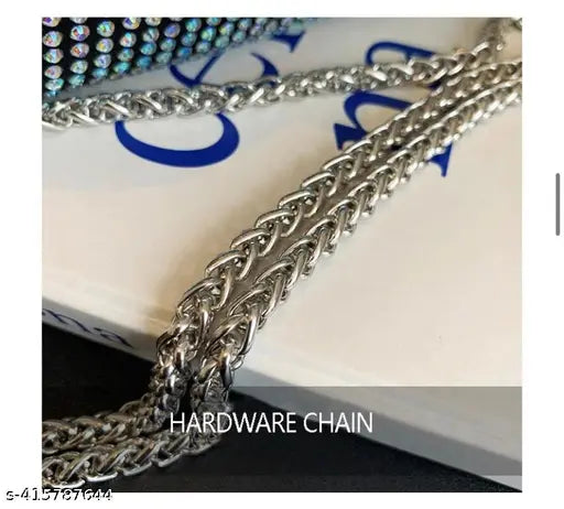 Silver chain with drawstring closure and multiple pockets