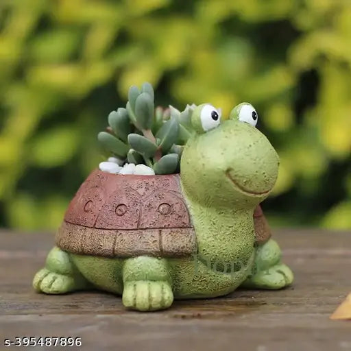 Handcrafted resin turtle succulent planter, ideal for indoor/outdoor tabletop decor