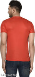 Red, black, orange cotton blend men's round neck t-shirt in solid design, ideal for casual outings