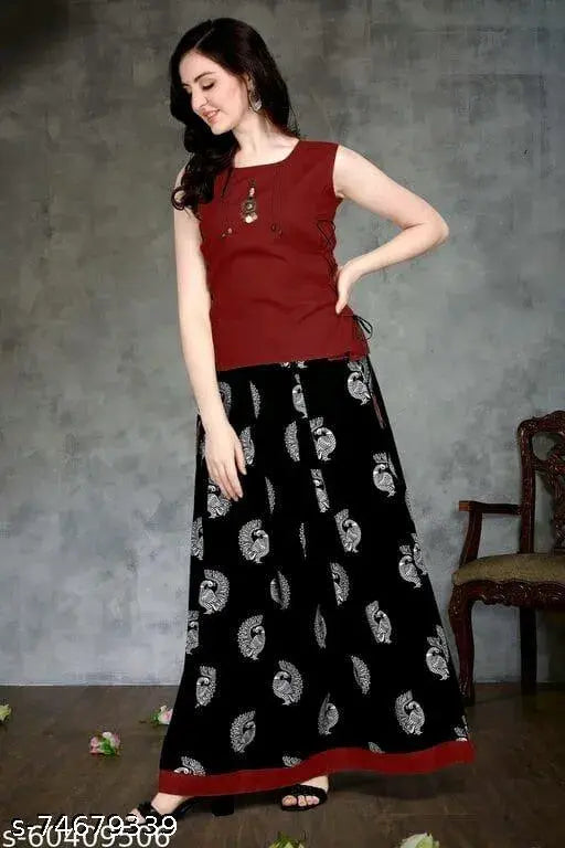 1671 krishna lahenga maroon top & bottoms set
