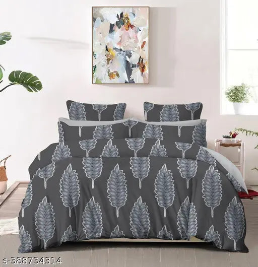 Breathable floral print, wrinkle-free premium cotton double bedsheet & 2 pillow covers, ideal for adults during summer, 90x90 inches, supersoft 220 TC, made in India