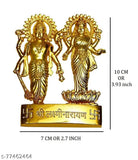 Brass Lord Lakshmi ji and Vishnu Jishri laxminarayan decorative showpiece (10 cm, metal gold), traditional Indian god idol for prosperity and spiritual growth