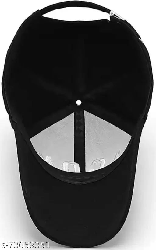 Black polyester men's baseball cap (pack-1), printed net pattern, solid design from Dubai, Indian origin