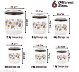 Set of six plastic containers, each printed with a different floral design. Contains varying kilogram weights, starting from 1kg and ending at 12kg