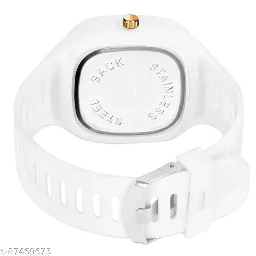 White HALA watch with black strap and stainless steel buckle