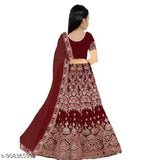 Silk Lehenga Choli Set (Blue, Green, Red, Maroon, Purple), embellished with embroidery and lace, for casual or festive occasions