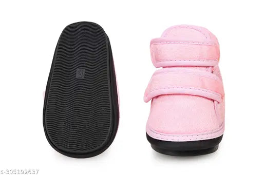 Pink/D.Blue textile and PVC casual boots for kids, featuring velcro fastening and musical chu-chu sound. Comfortable, safe, and breathable shoes designed for maximum comfort and fit. Sizes range from 8 months to 2.5 years