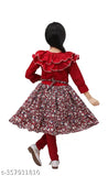 Crepe kids' girls kurta sets with matching leggings in printed net, three-quarter sleeves, size 6-7 years, Indian origin