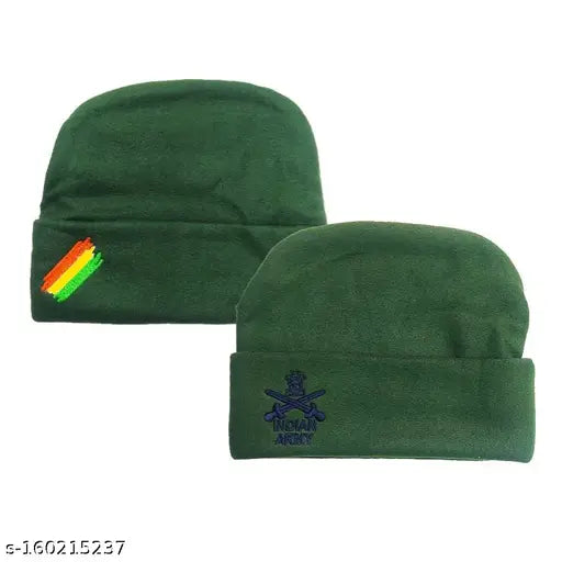 Woolen Army Cap Winter Combo Pack (India) - Durable men's beanie with embroidered design