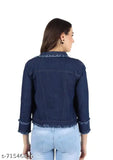Denim jacket, dyed/washed dark, SIX PATTI TIEEN design, long sleeves, for girls (S-XL), India origin