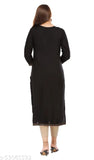 Trendy straight kurta, black, with long sleeves and side pockets
