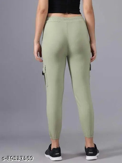 Black and Red ZEESHE MEESHE Women's Lycra Joggers for casual, running, or exercise wear. Solid-colored cotton polyester pants from India. (Waist size: 24, Length size: 37 inches)