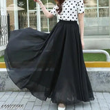 Black Georgette long skirt for women, solid pattern, two available sizes: 34 (waist 20in, length 20in) and 36 (waist 20in, length 20in), made in India
